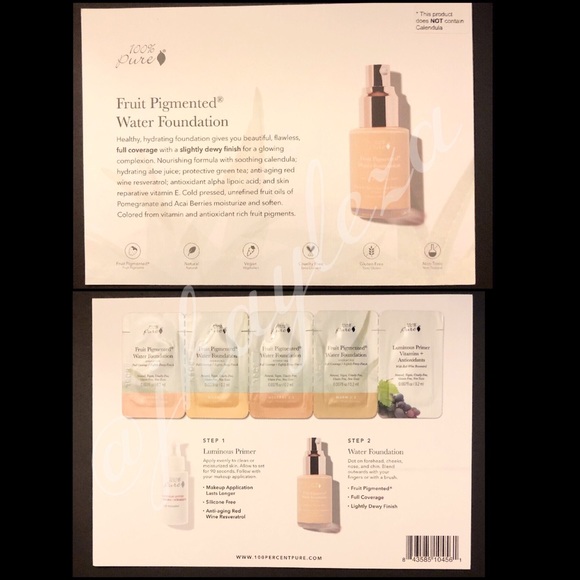 100% PURE: Water Foundation Sampler in Fair/Light - Picture 2 of 2